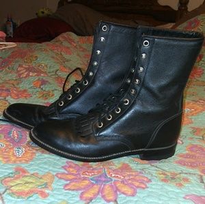 Black lace up Justin Boots