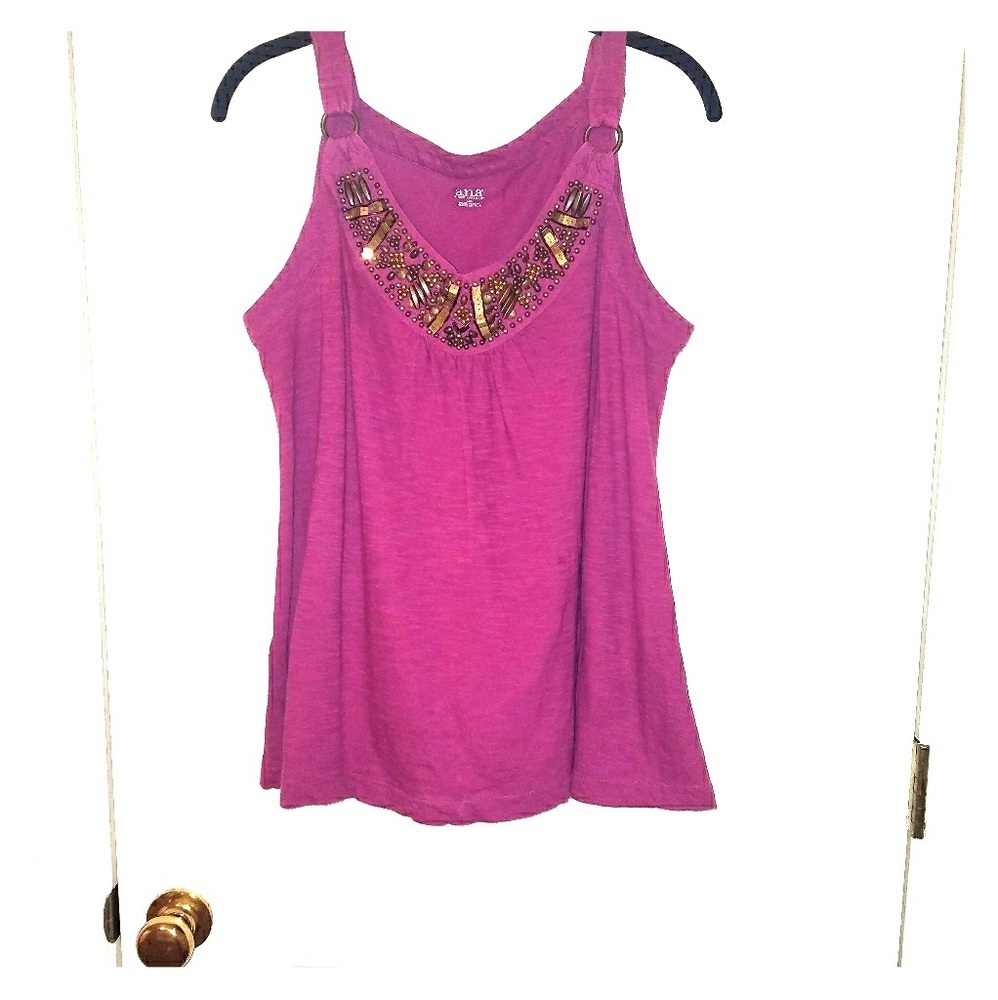 A.n.a Tank top with gold headed detailing. Size L