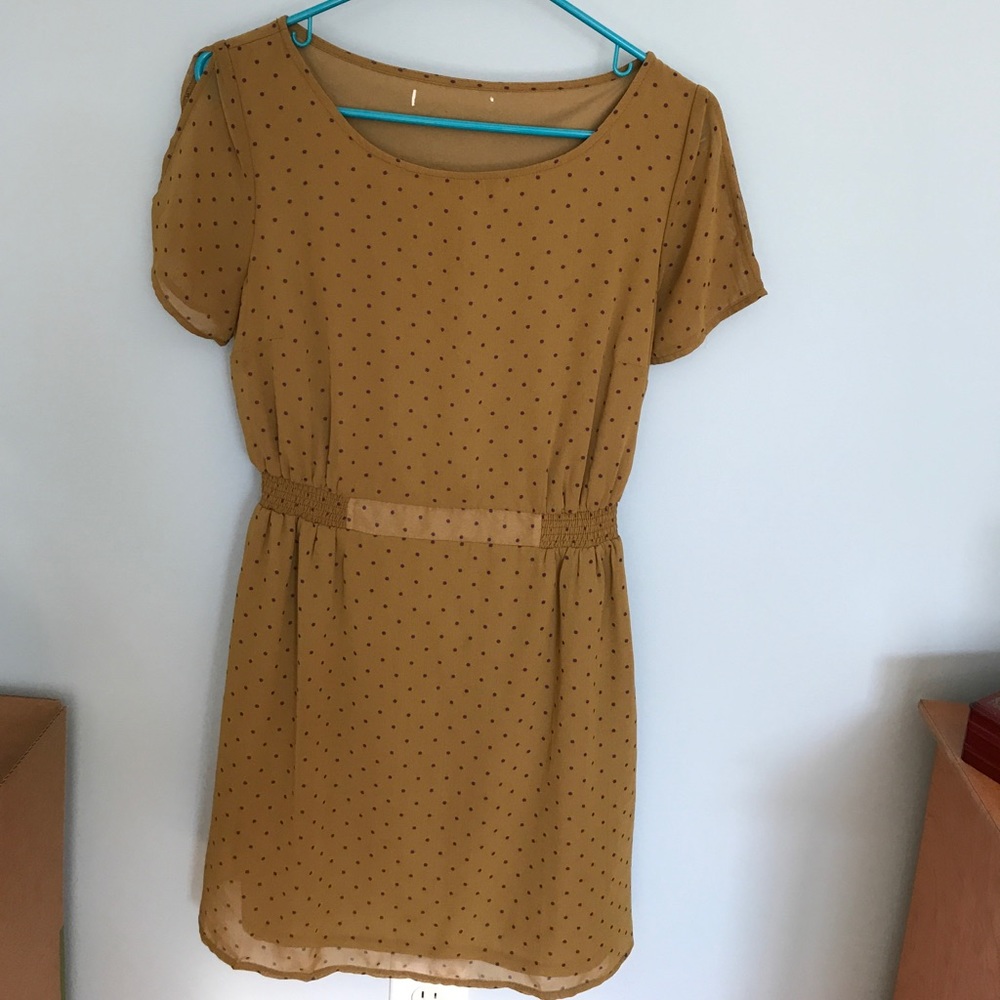Mustard polka dot dress