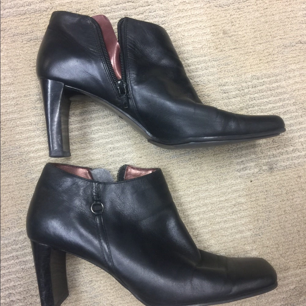 Black leather ankle boots