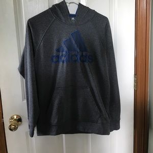 Gray and blue adidas hoodie