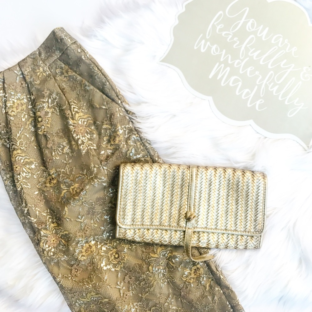 Boden metallic lace skirt