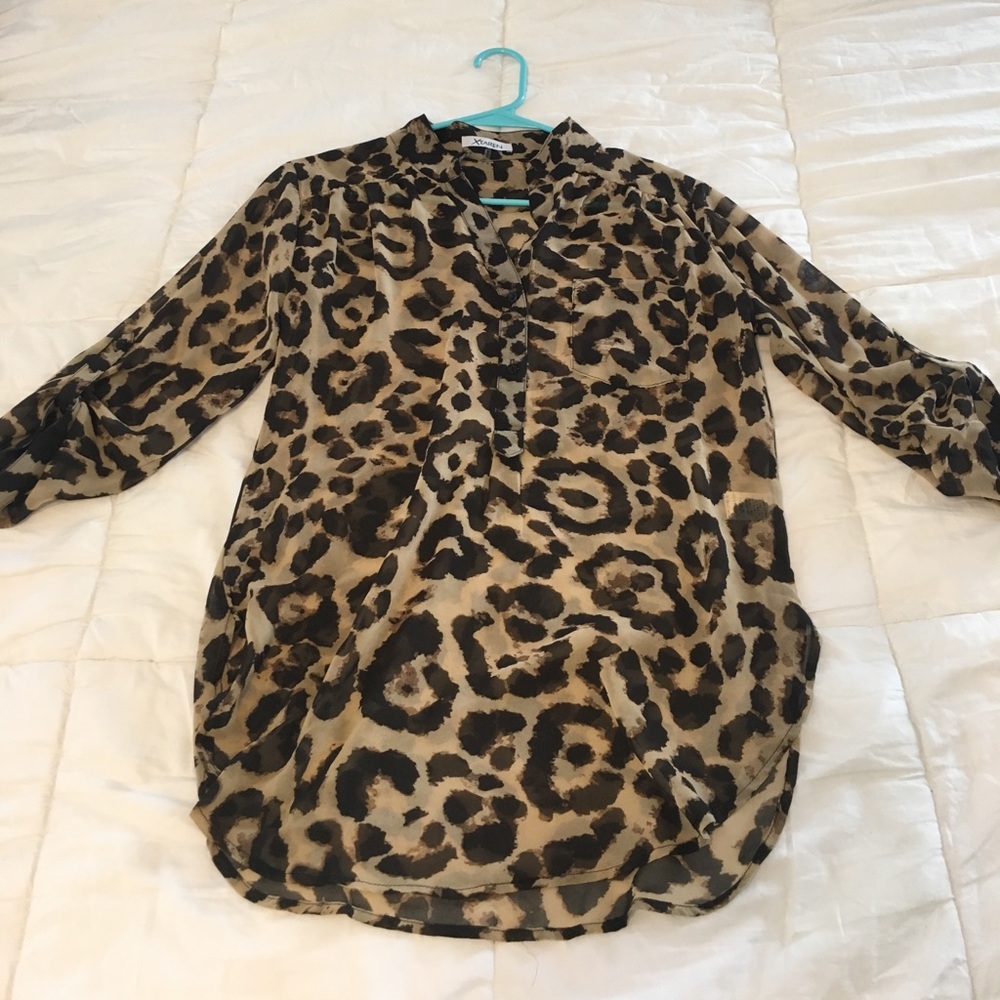 Sheer leopard print top