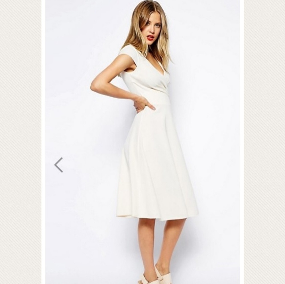 NWT Asos Midi Skater Wrap Front Dress Full Skirt 2