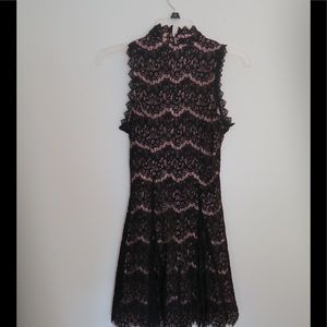 Black and nude halter dress