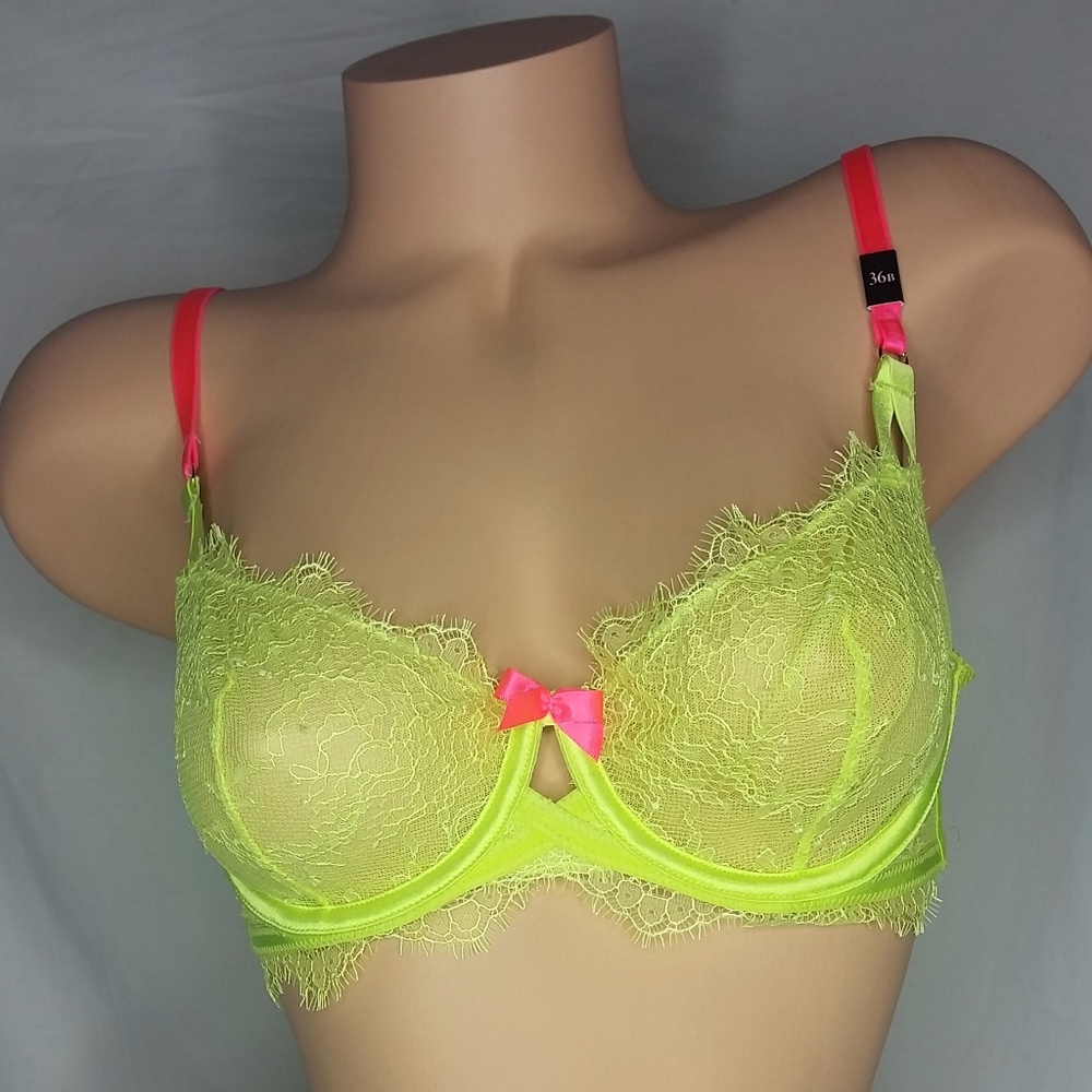VS Very Sexy Unlined Demi Bra Yellow and Red