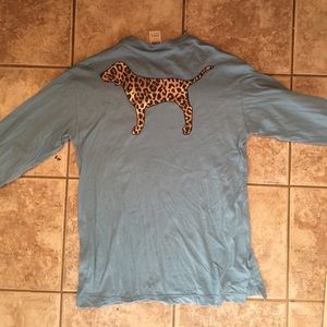 VS PINK blue and cheetah print long sleeve shirt