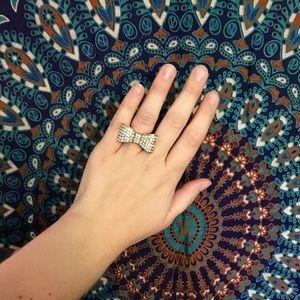 Stretchable Gold & Silver Cute Bow Ring