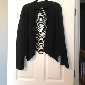 Strappy Back Open Front blazer