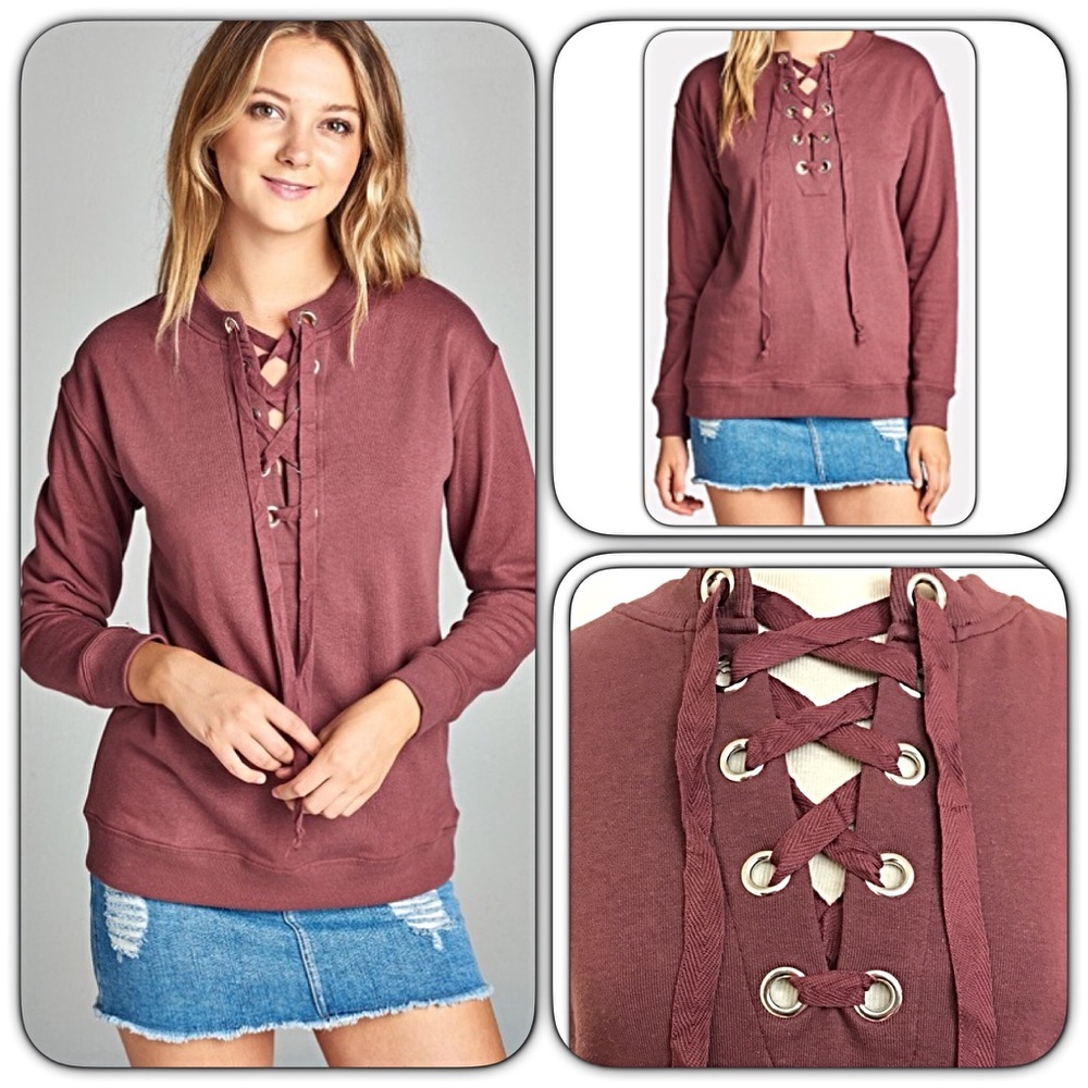 💥HOTSALE💥Weekend Wear Date Nite Laceup Top SM - Picture 2 of 6