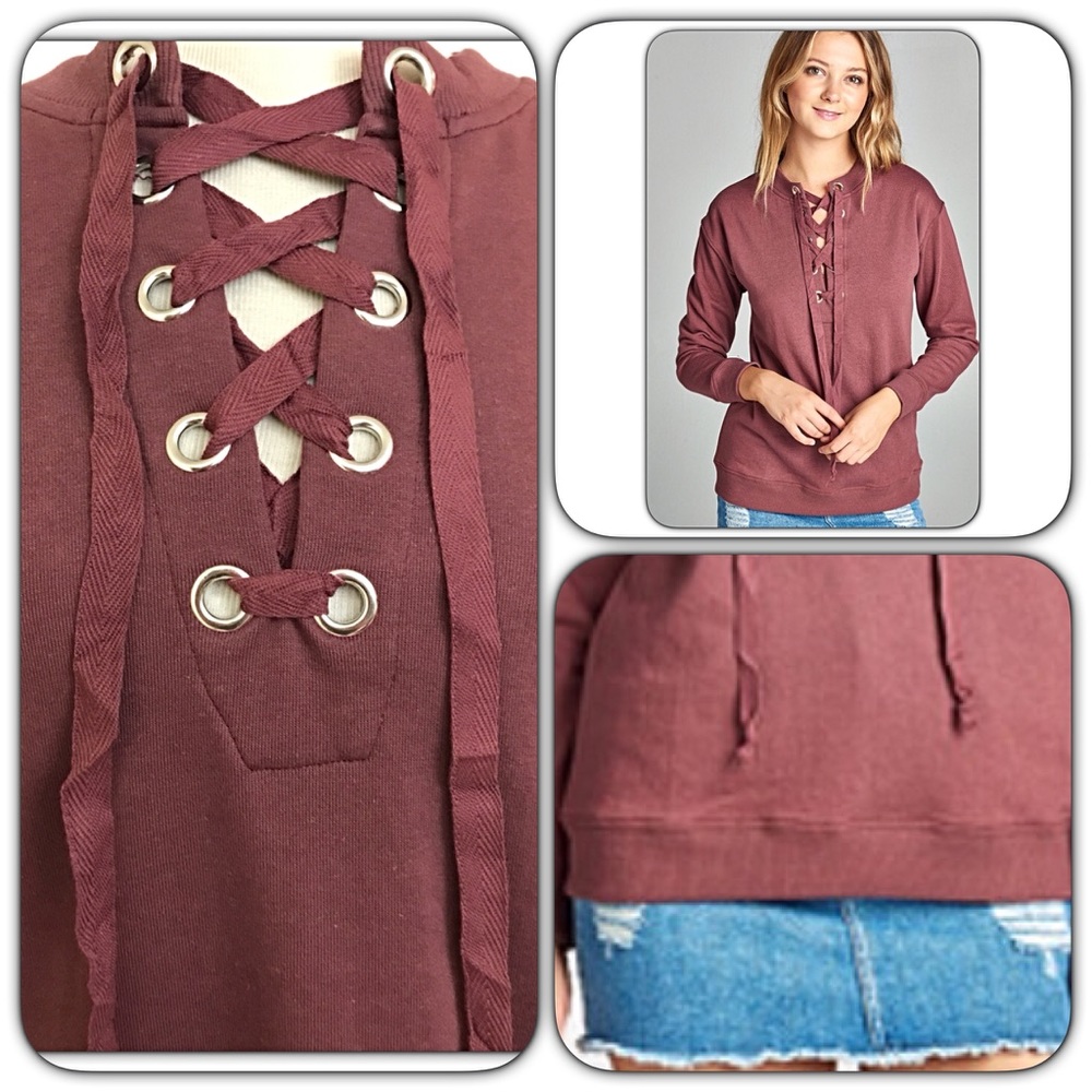 💥HOTSALE💥Weekend Wear Date Nite Laceup Top SM - Picture 6 of 6