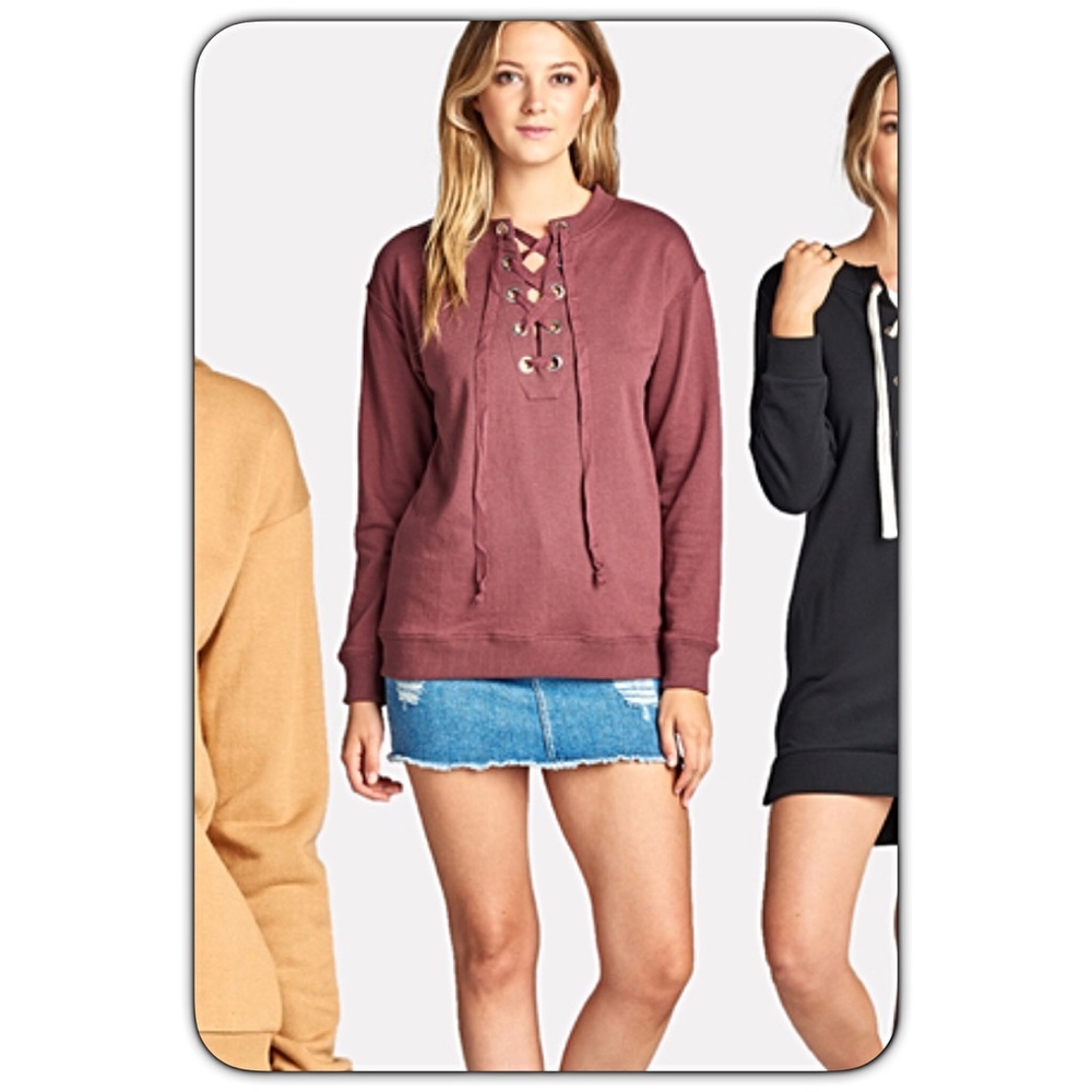 💥HOTSALE💥Weekend Wear Date Nite Laceup Top SM - Picture 3 of 6