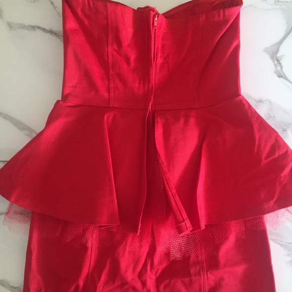 H&M Red Bustier Peplum Dress - Picture 5 of 6