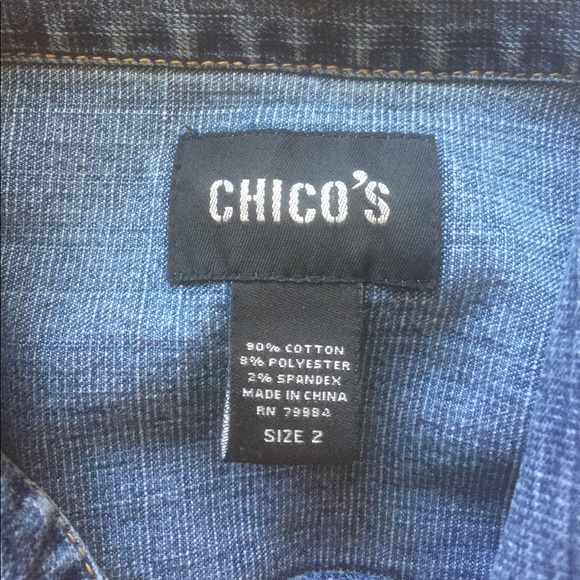 Chico's vented Jean vest...medium fade blue size 2 - Picture 5 of 8