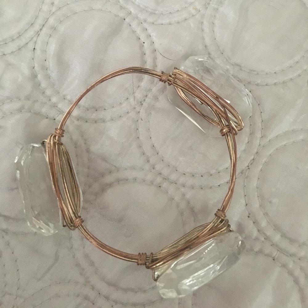 Clear stone w/ gold wire Bourbon & Bowtie bracelet