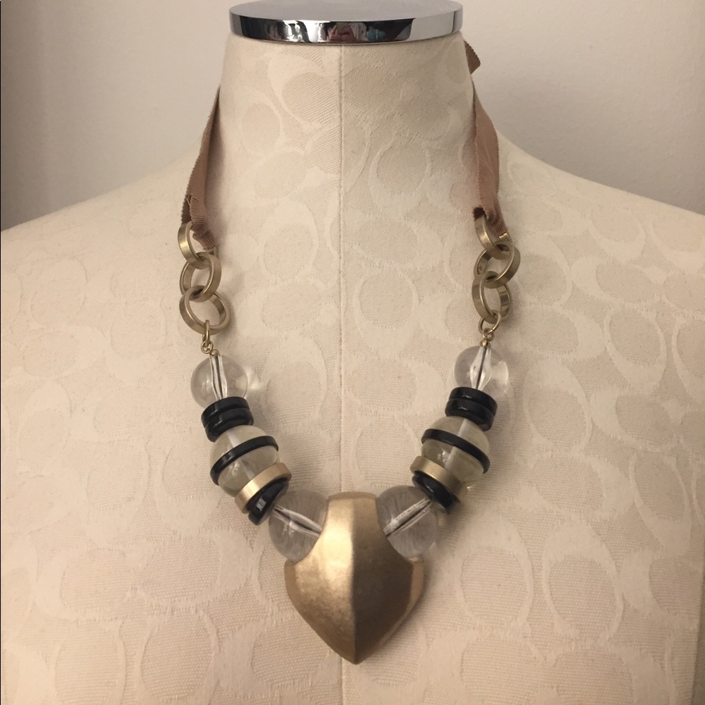 LOFT Resin and metal ribbon tie necklace
