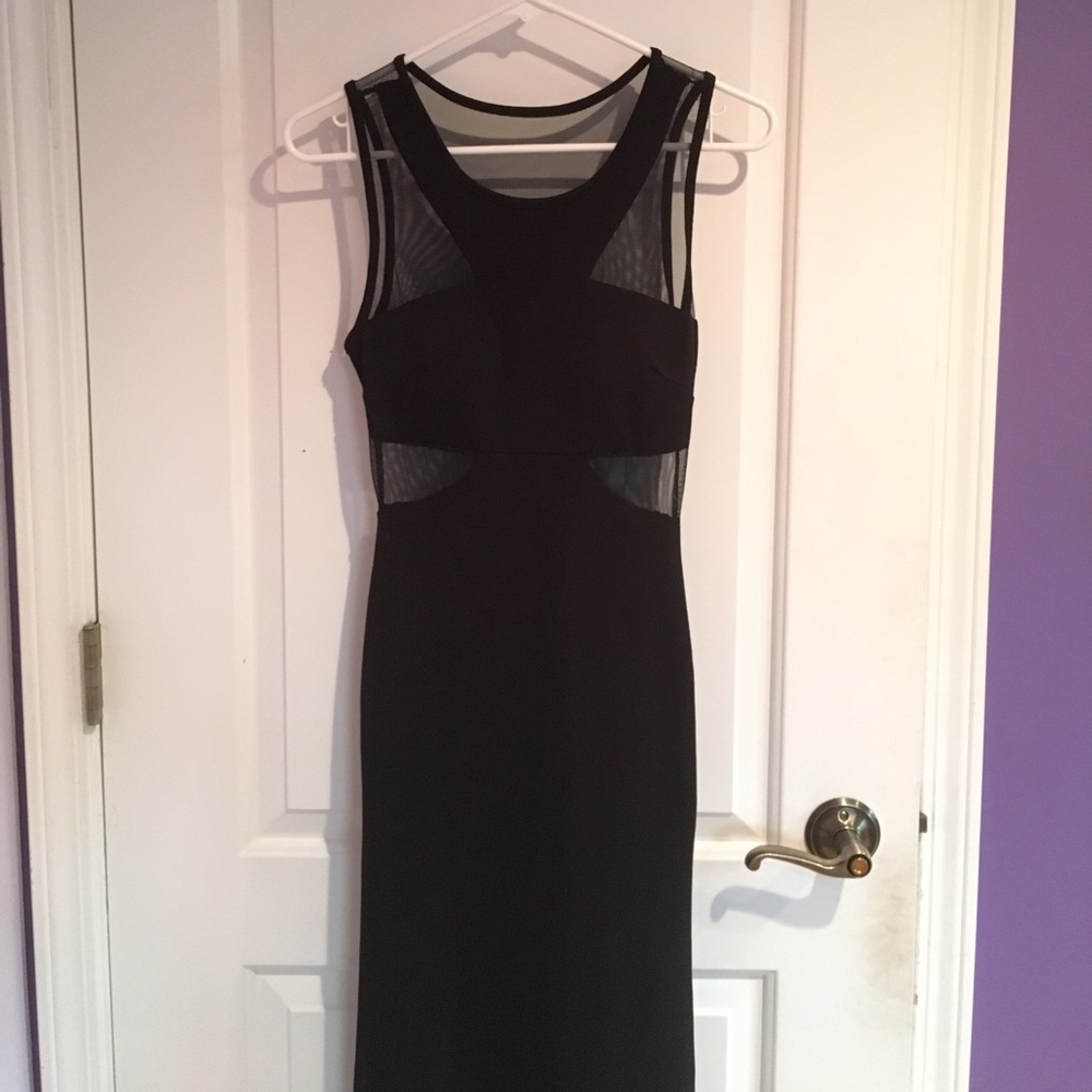 Lulu's Black Mesh Panel Maxi