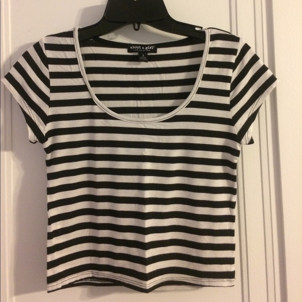 Black & White Striped Crop Top