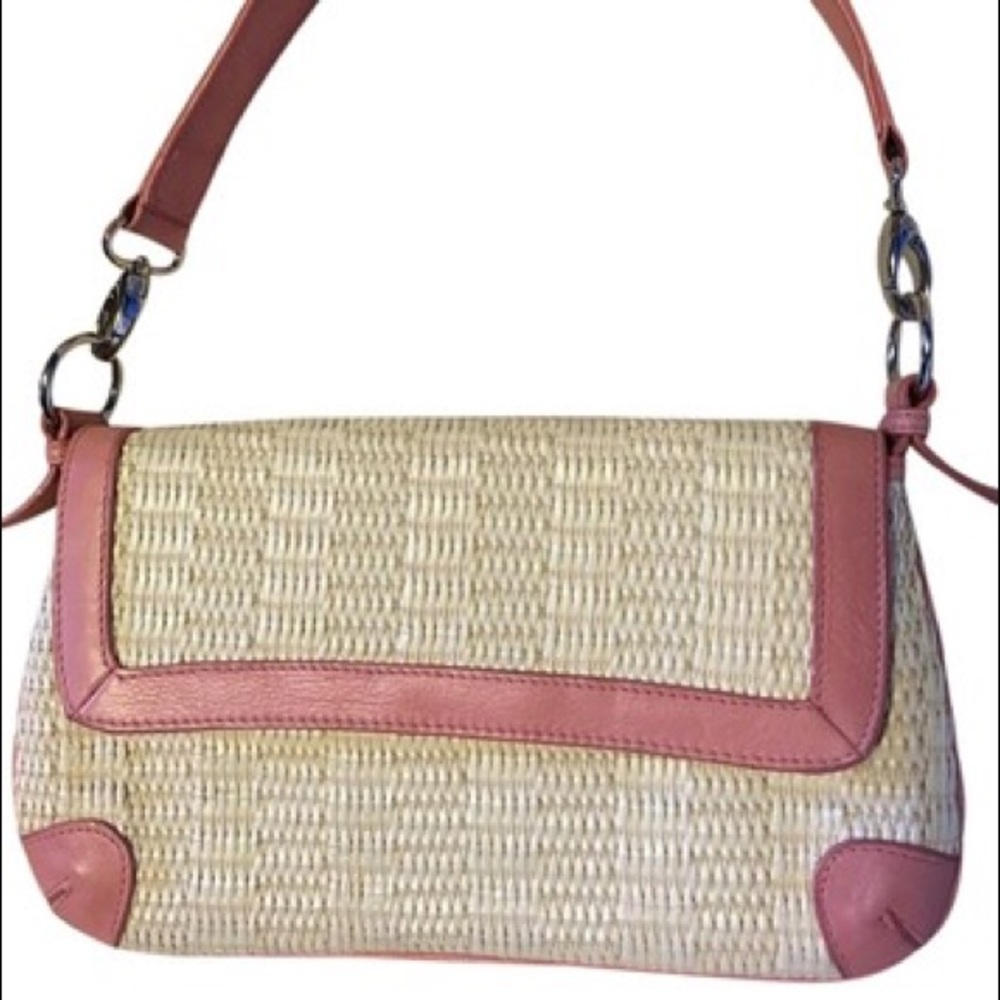 Kate Laundry Straw handbag Mauve Leather Trim