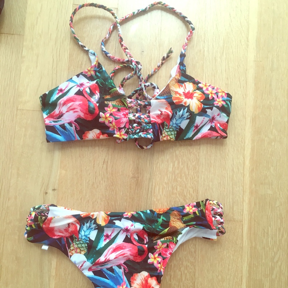 Floral bikini top and bottom