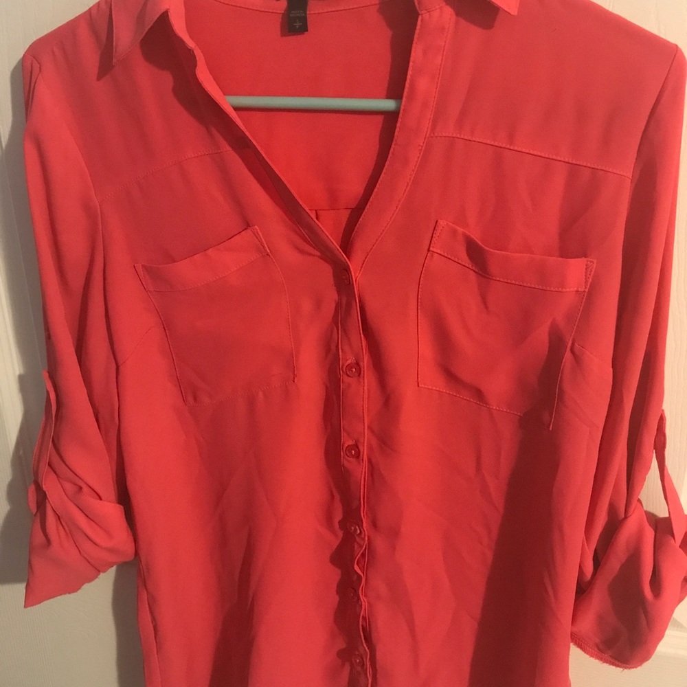 Pretty coral button down shirt - Express