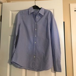 J Crew blue and white checked blouse