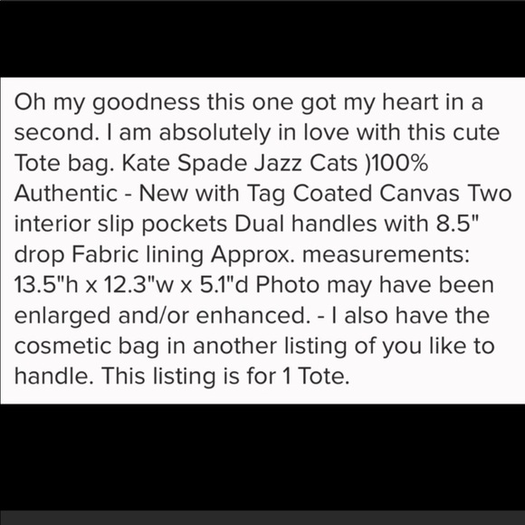 SOLD OUT! Kate Spade Jazz Cats Tote - Picture 5 of 5