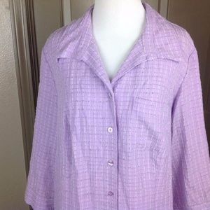 CJ Banks Top X 14W Button Down Blouse 3/4 Sleeve