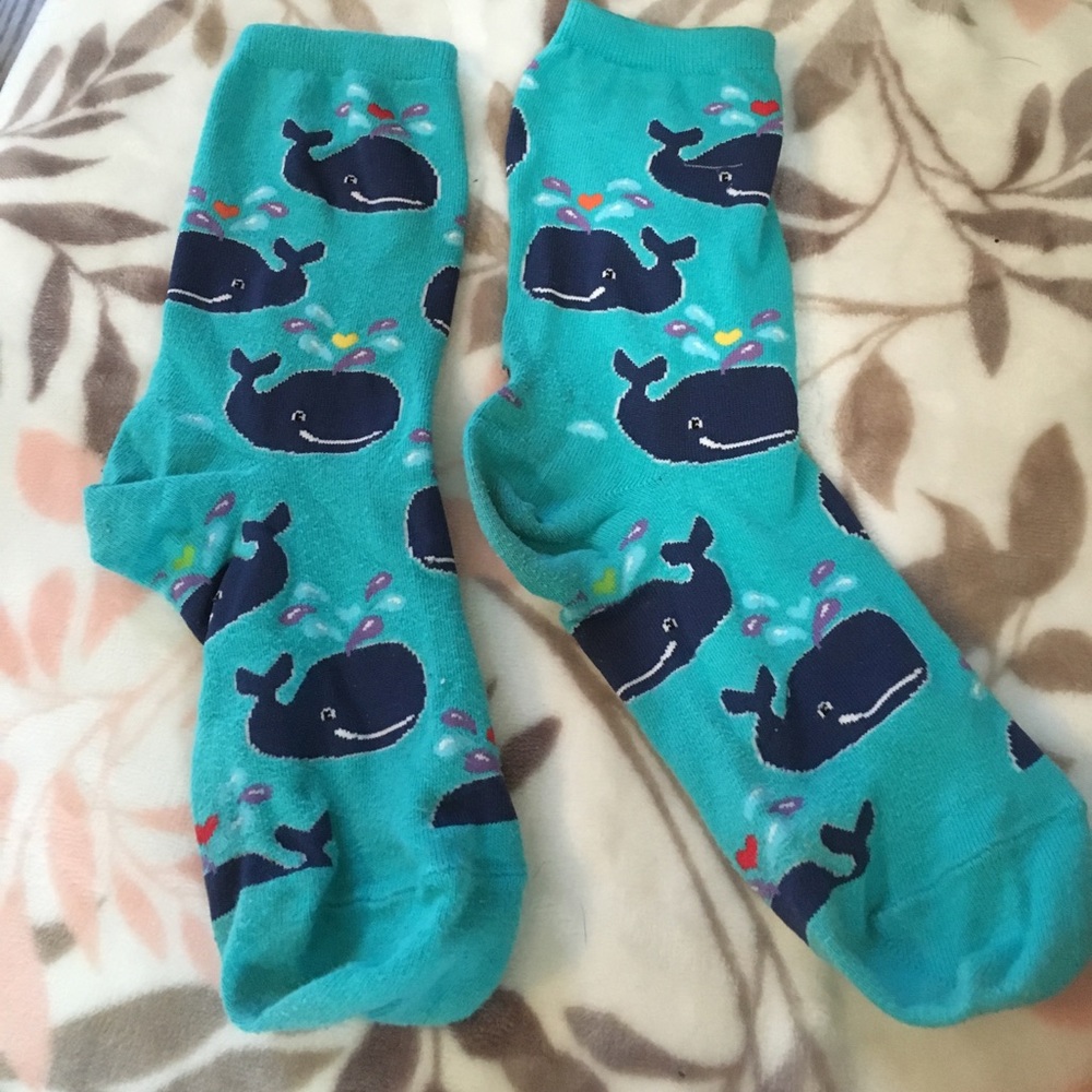 Turquoise whale socks