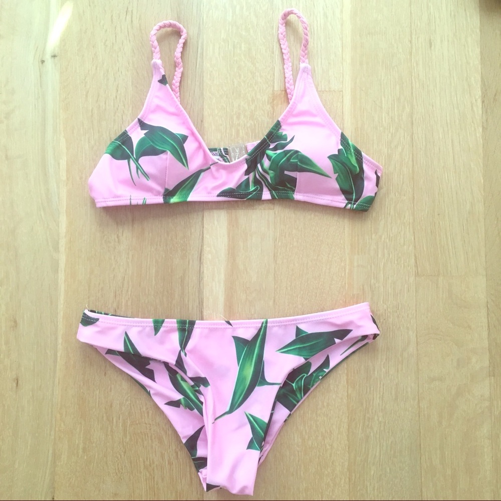 Pink bikini top and bottom