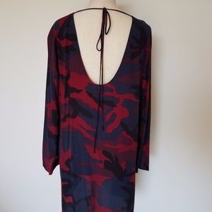 Fall Color Camo Long Sleeve, Scoop Back Dress