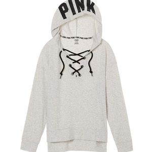 VS PINK Slouchy Lace-Up Pullover