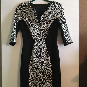 BLACK HALO || Snow Leopard Sheath Dress!
