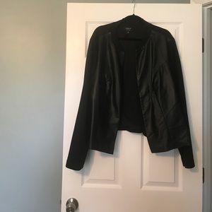 Faux Leather open front Blazer