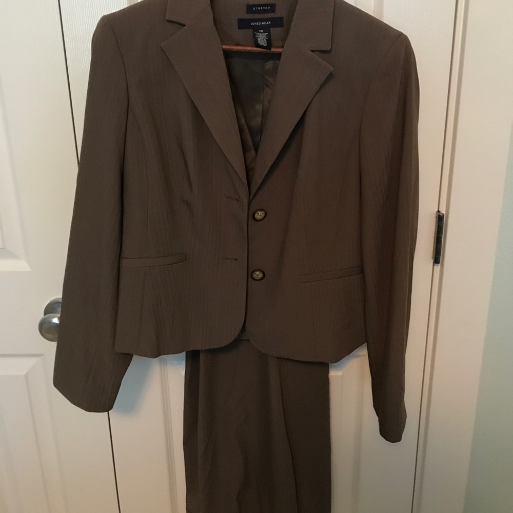 Two toned brown pinstripe suit