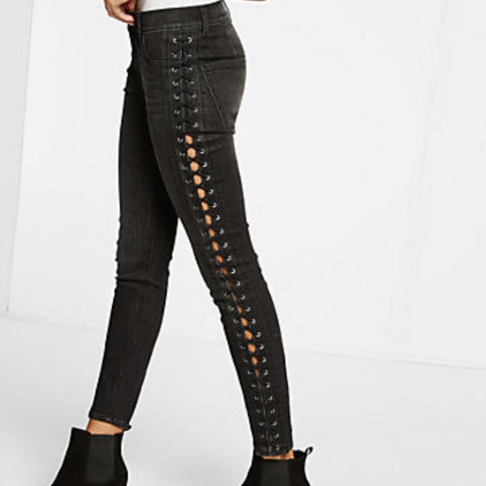 Express High Waisted Lace-Up Jean