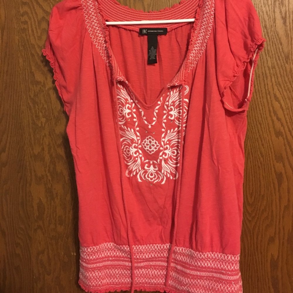 Embellished Coral Top