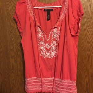 Embellished Coral Top