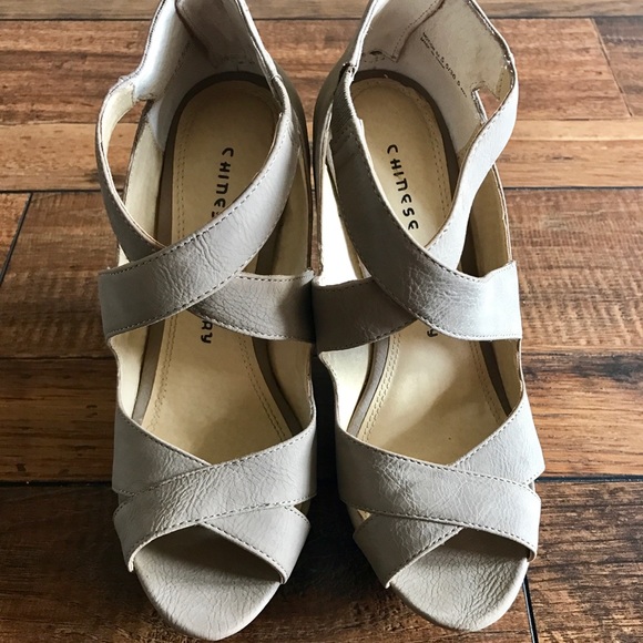 Women's taupe wedge heels. Worn only once. - Picture 1 of 5