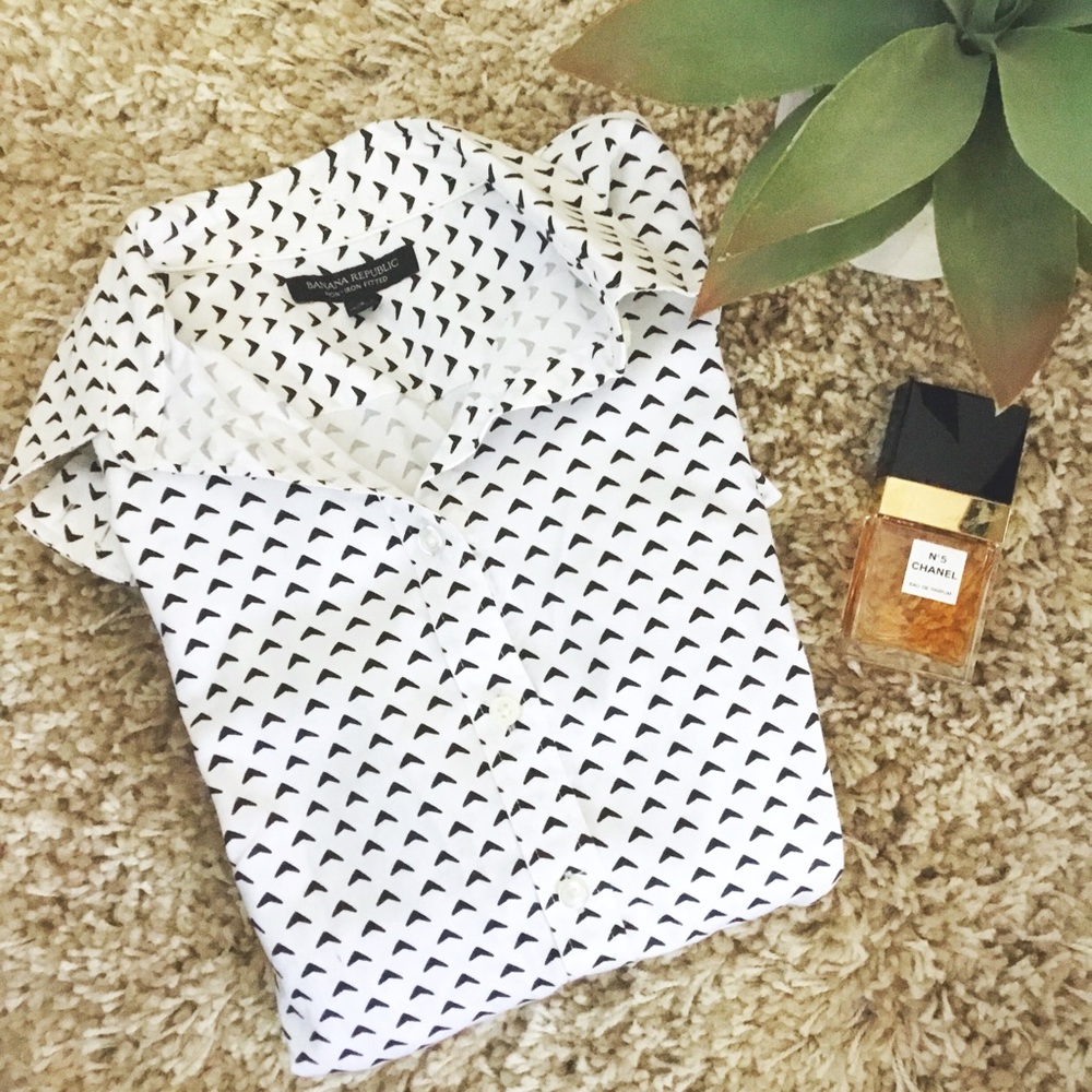 Banana Republic Print No-Iron Fitted Dress Shirt