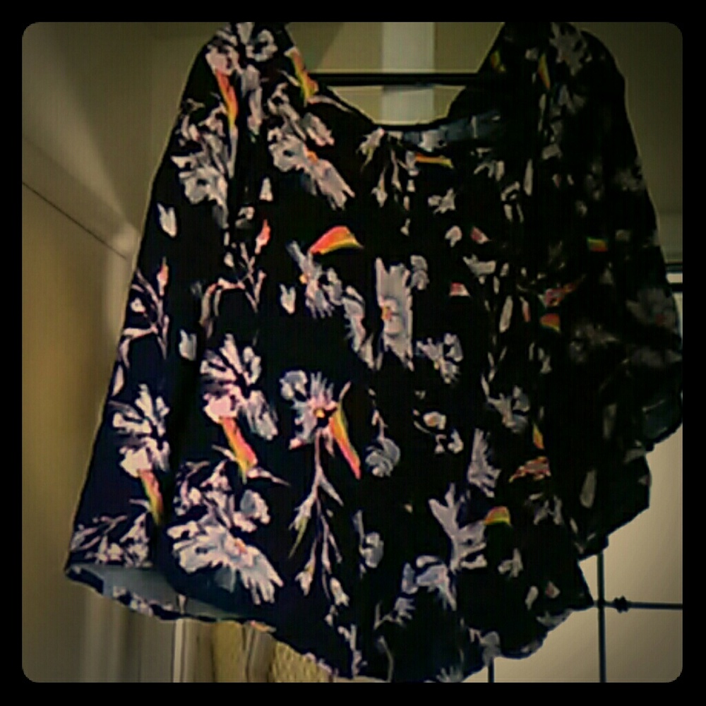 Black flowered rayon lounge shorts