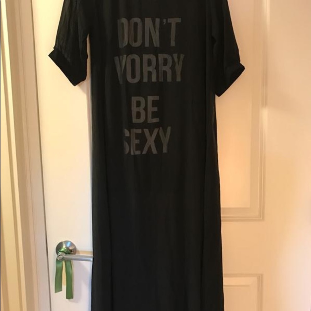 Slogan T-Shirt sheer Dress silk see-through fabric