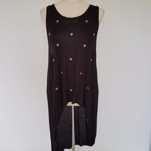 Gold Jaguar Embellished Hi-Lo Top