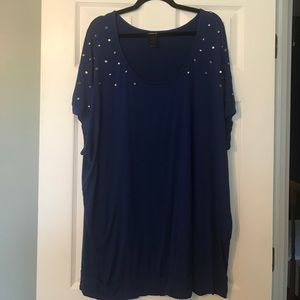 Cobalt blue Blouse with spikes and gems