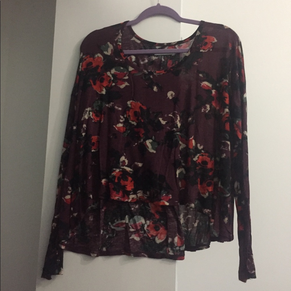 Abercrombie asymmetric flower long sleeve tee