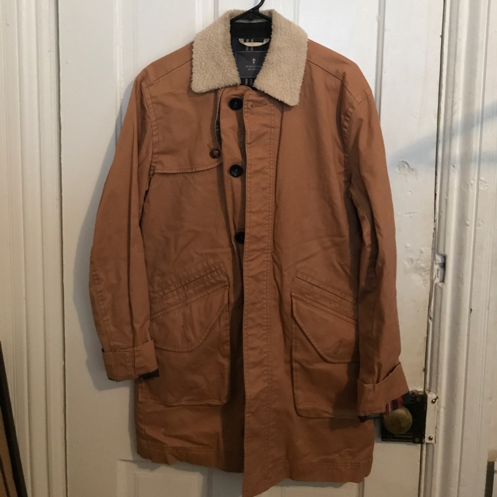 Long button up canvas coat.
