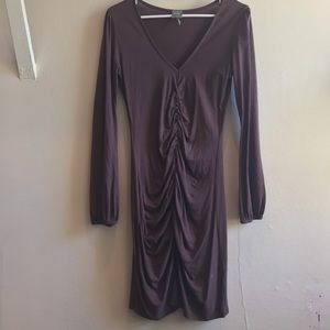 Bobi ruched deep v dress