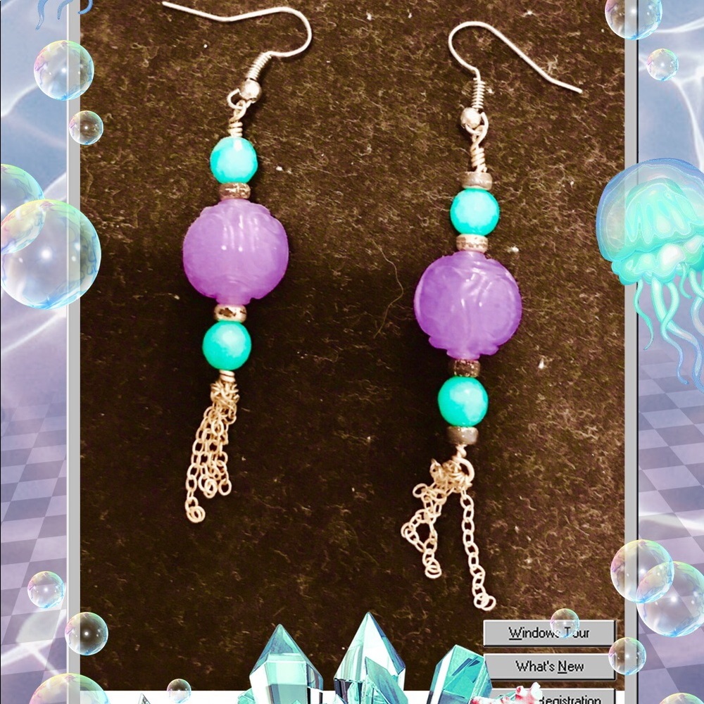 Hand made Natural quarts sterling silver earring