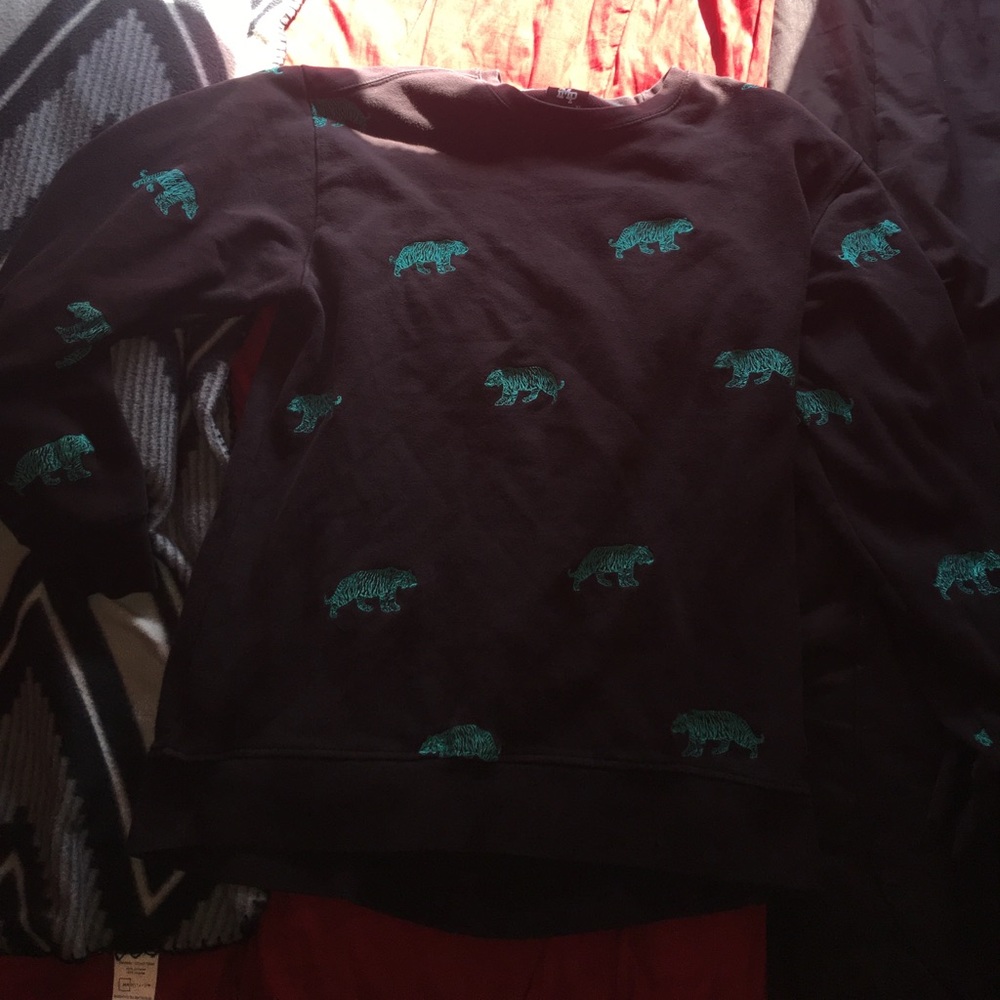 Black Embroidered Tiger Sweater