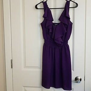 Purple Ruffle Neck Summer Dress
